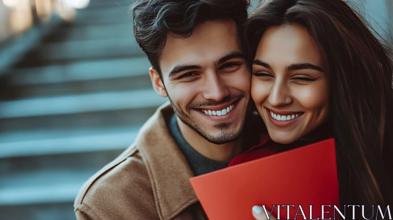 Smiling Couple Embracing Happiness Together AI Image