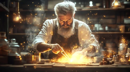 Craftsman Shaping Metal with Fire