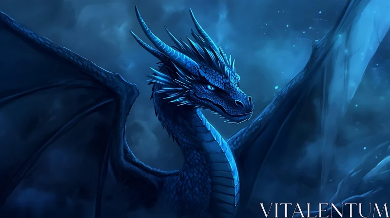 Blue Dragon Illustration Art AI Image