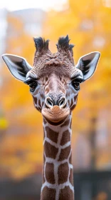 Giraffe in Autumn Setting