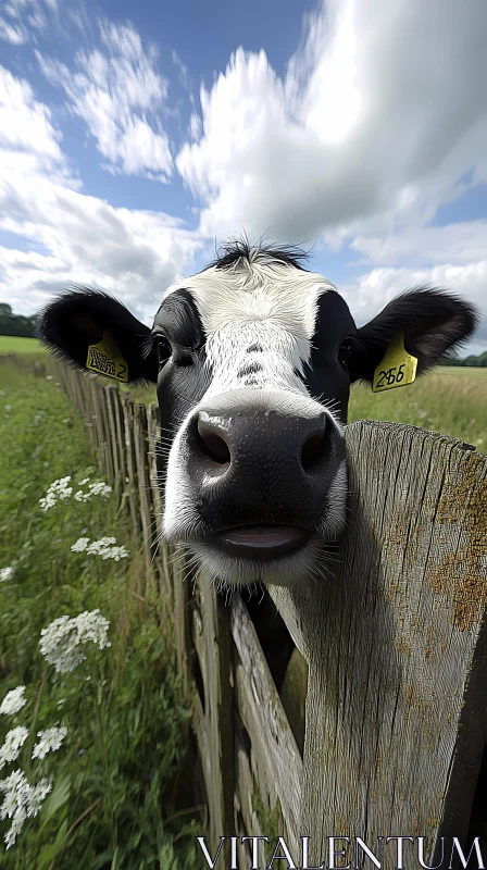 Cow with Black and White Spots AI Image