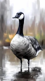 Graceful Goose and Reflection Art