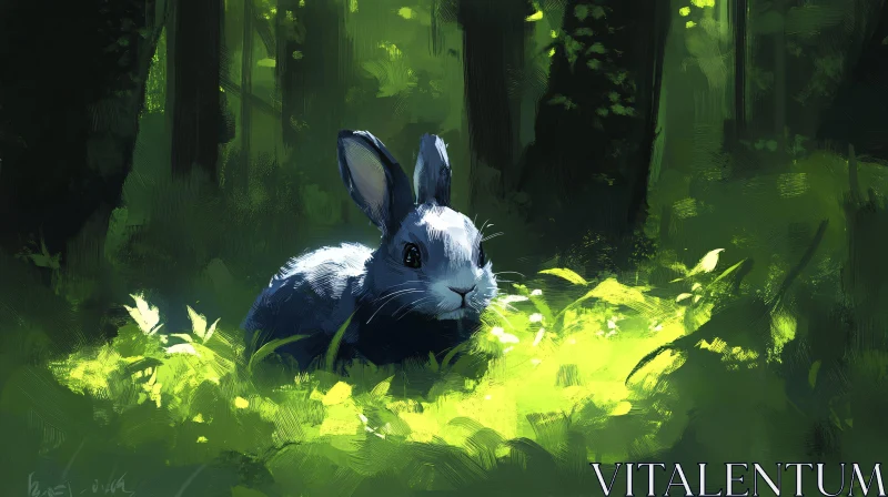 Rabbit Amidst Forest Greenery AI Image