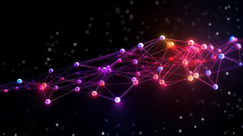 Abstract Colored Digital Network: Light Purple and Red