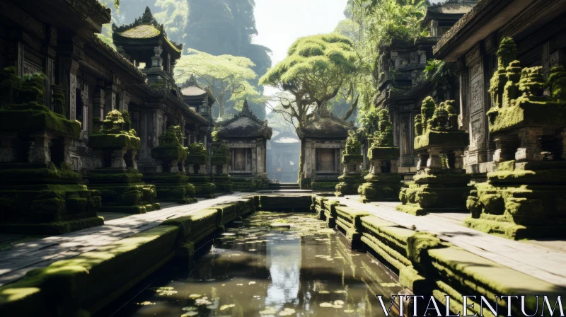 Ancient Temple Amidst Lush Greenery: A Photorealistic Masterpiece AI Image