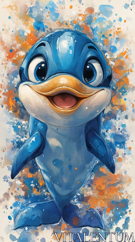 Joyful Cartoon Dolphin Art AI Image