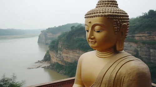 Golden Buddha: A Tranquil River View