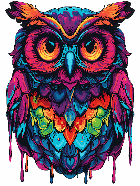 POD Design Colorful Owl Art for T-Shirt