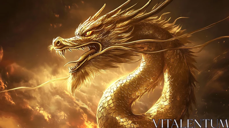 AI ART Legendary Golden Dragon Artwork