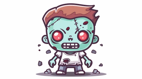 Cartoon Illustration of a Zombie Boy for Kids' Media AI Image
