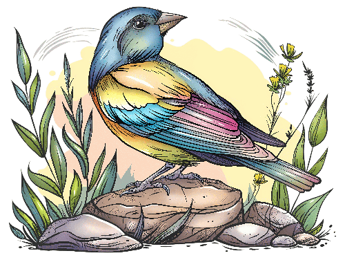 POD Design Colorful Cartoon-style Bird Illustration