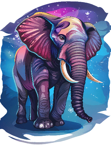 Colorful Elephant on Starry Night - Ideal for T-Shirt Design POD Design