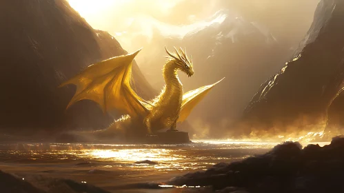 Dragon in Mountain Landscape