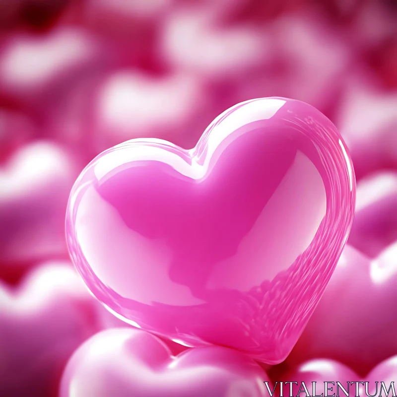 Glossy Pink Hearts: A Sweet Ambiance AI Image