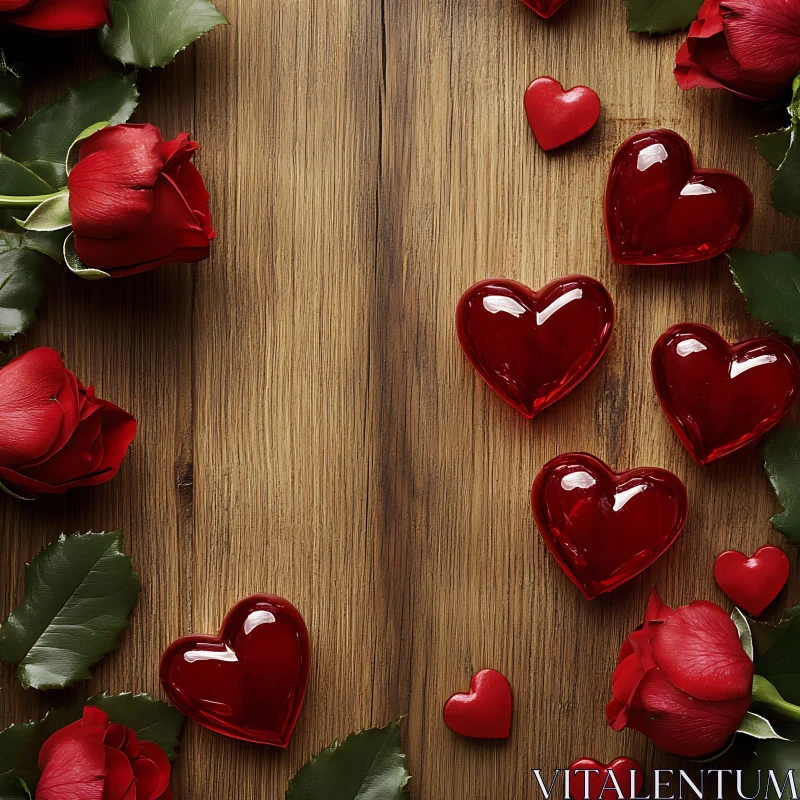 Hearts and Roses Arrangement AI Image