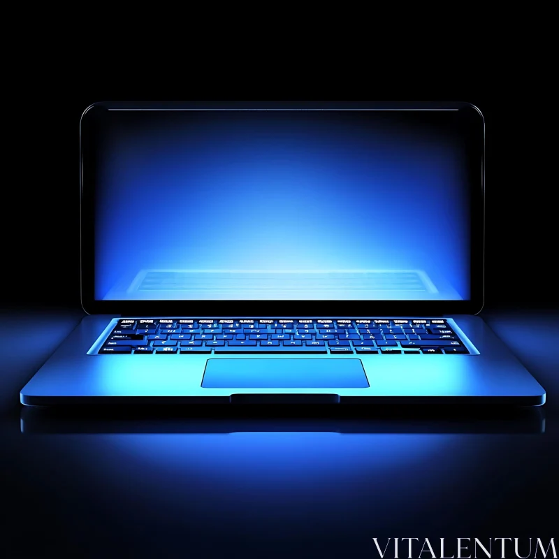 AI ART Glowing Laptop with Dark Background