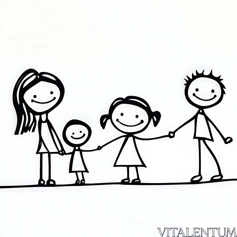 Minimalist Family Line Drawing AI Image