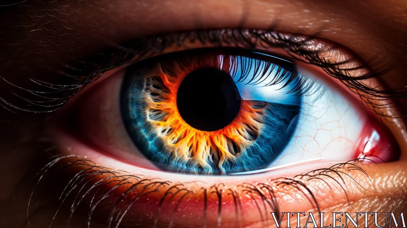 Flames and Blue Eye Outlines: A Captivating Surrealistic Eye Art AI Image