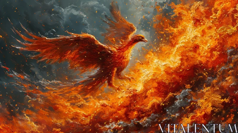 Phoenix Rising from Ashes: Symbol of Hope and Renewal AI Image