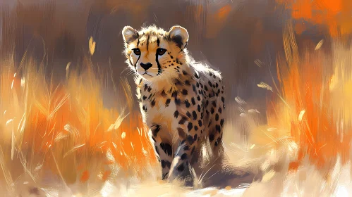 Cheetah in Vibrant Savannah Art