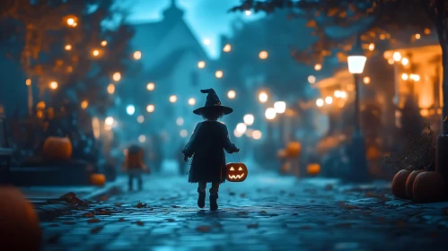 Child Witch on Halloween Night