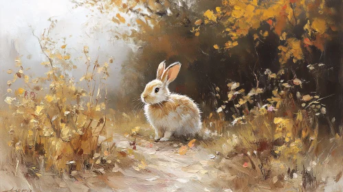 Gentle Rabbit Amidst Autumn Leaves