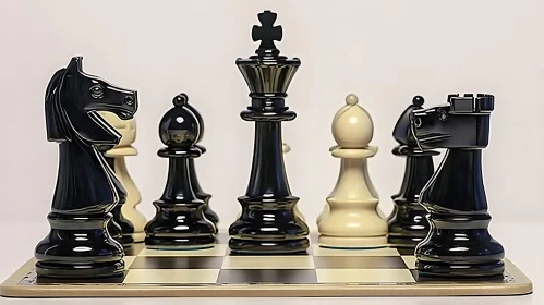 Monochrome Chess Pieces Arrangement