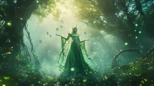 Mystical Elf in Forest Realm Artwork