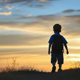 Silhouette of a Child at Sunset