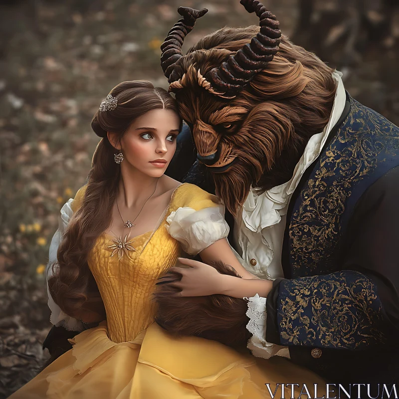 Beauty and the Beast: Enchanted Embrace AI Image