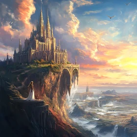 Majestic Castle Landscape with Figure