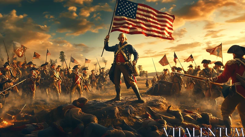 AI ART Historical Battle Scene with American Flag