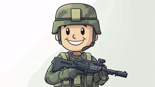 Animated Soldier Character with Firearm