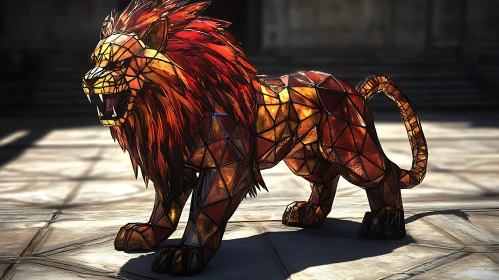 Polygonal Lion Sculpture