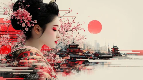 Japanese Beauty: Geisha in Traditional Setting