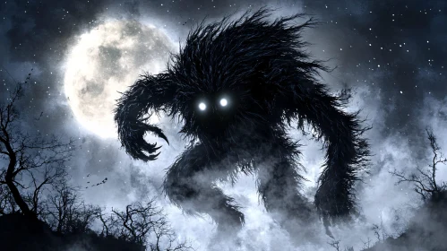 Eerie Monster Under Moonlight