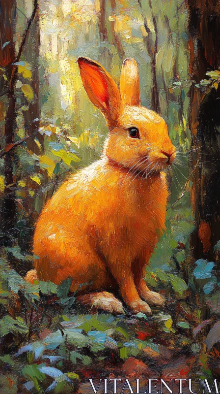 AI ART Orange Bunny in a Colorful Forest