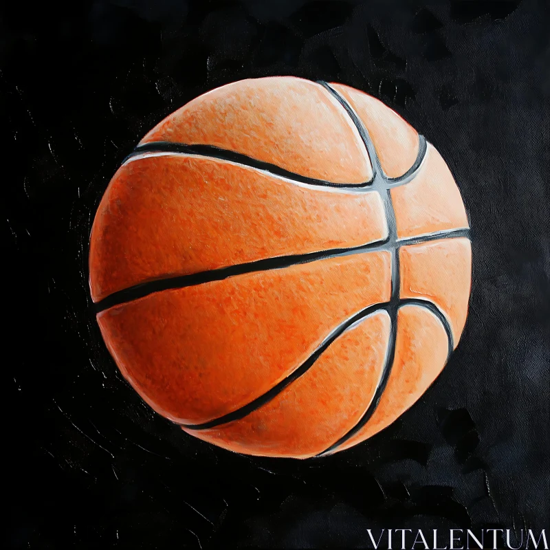 Painted Basketball on Black AI Image