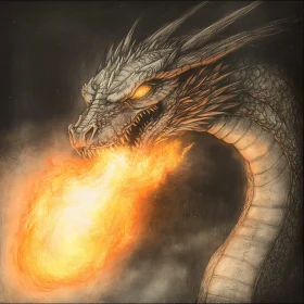 Fire breathing dragon illustration