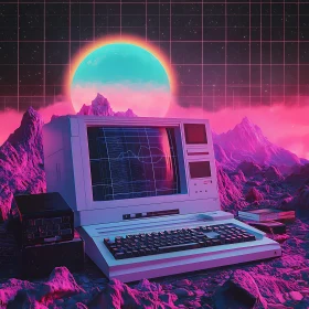 Futuristic Retro Computer Scene