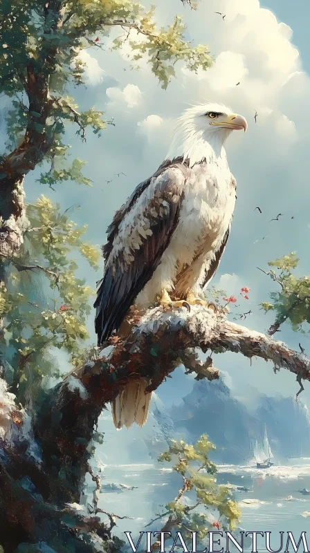 Eagle Perched in Natural Splendor AI Image