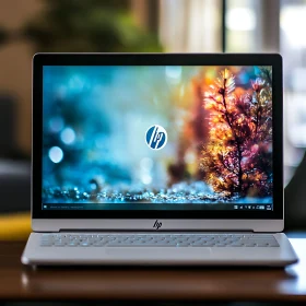 Sleek Silver Laptop with Vibrant Display
