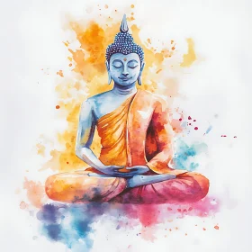 Meditative Buddha in Watercolor Hues