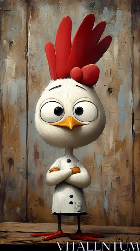 Animated Chicken with Red Comb AI Image