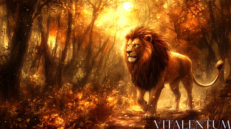 Majestic Lion in Sunlight AI Image