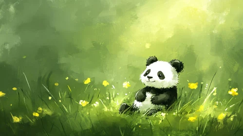 Panda in Meadow Bliss