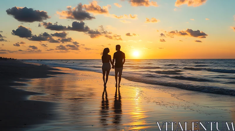 AI ART Couple Enjoying Sunset on the Beach