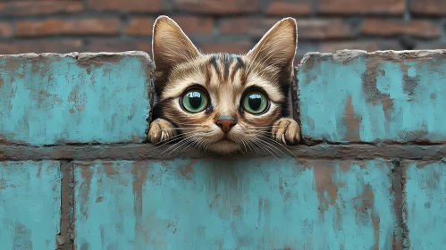 Cat Gazing Over Wall