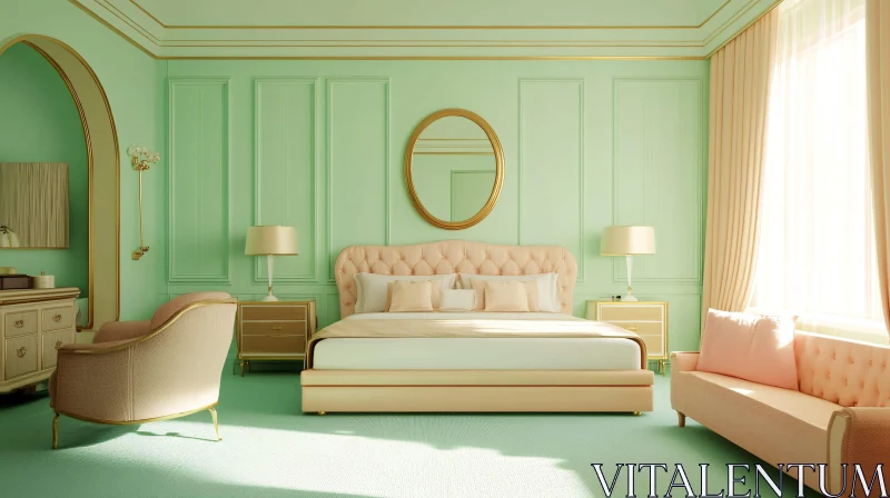 AI ART Luxurious Pastel Bedroom Interior