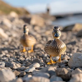 Two Ducks on a Pebble Beach